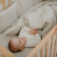 天然面料嬰兒床的水洗亞麻波西米亞風格嬰兒床羽絨被和枕套