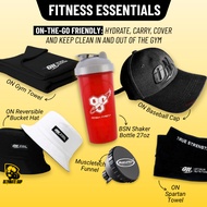 Optimum Nutrition Towels, Reversible Bucket Hat, Baseball Cap, BSN 27oz Shaker, MuscleTech Funnel, F