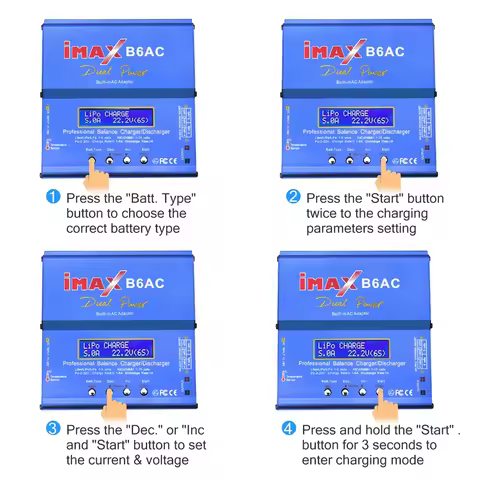 iMAX B6AC 80W 6A Lipo Lader Balancer Voor LiHV Nimh Nicd Lipo Life Li-Ion Pb Batterij Lcd-scherm 2S 