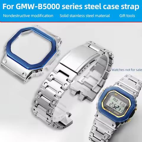 For G-SHOCK Small Silver Block GMW-B5000SS gmw b5000 50th Anniversary Stainless Steel Case bezel and