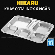 [Combo of 5] Rustproof Stainless Steel Rice Tray with 6 Compartments 27x36cm for HIKARU DT School Ca