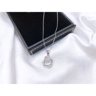 S925 Platinise' Silver "Zirconia ❤ Pendent Necklace Set"(Set Rantai Leher+Loket) 925銀鍍鉑鑲鋯愛心吊墜項鏈組 PZY-027