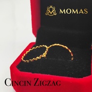 MOMAS Cincin ZigZag Emas 916 Tulen Cincin Bajet Emas 916