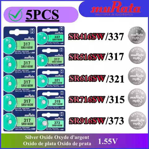 5PCS Original Murata SR416SW 337 SR516SW 317 SR616SW 321 SR716SW 315 SR916SW 373 Battery capacitor