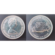 Guernsey 1977 Bailiwick of Guernsey Queen Elizabeth II Royal Visit 25 Pence Coin aUNC