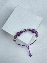 #220409 Macrame 南美蠟線 紫鈦晶 手鍊