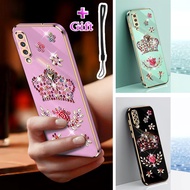 For Samsung Galaxy A50 A50S A30S Case Traight Edge Electroplated Phone casing TPU Diamond Inlaid Cartoon Stickers DIY