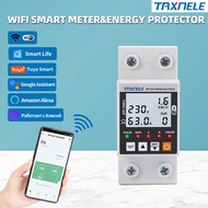 TAXNELE 63A TUYA WiFi สวิตช์เบรกเกอร์อัจฉริยะ พร้อมระบบป้องกันไฟรั่ว แรงดันเกิน-ต่ำ รีเลย์ตัดไฟอัตโน