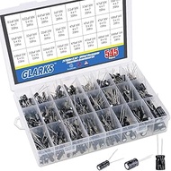 Glarks 545Pcs 24 Value 10V 16V 25V 50V Metal Electrolytic Capacitors Assorted Assortment Kit Set, La