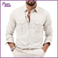 Yoewre Men Vintage Shirt Vintage Style Men Shirt Vintage Style Mens Cardigan Shirt with Chest Pocket