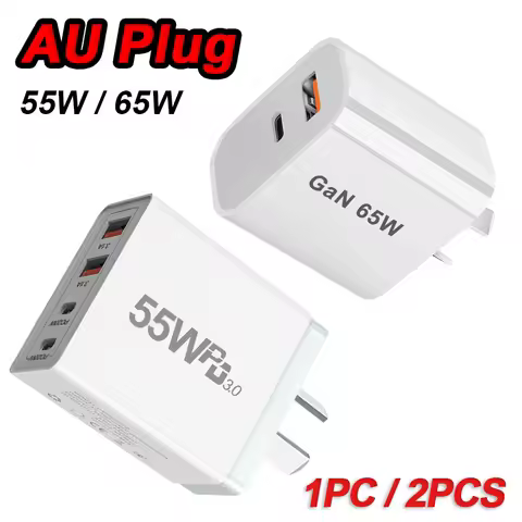 55w 65w AU Plug Fast USB Charger Type C Charger for Xiaomi Redmi iPhone Samsung SmartPhone Quick Cha