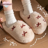 Women's Bow-Knot Fleece House Slippers - Warm & Non-Slip Winter Comfort