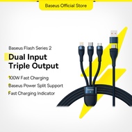 Baseus 100W 3 in 2 Charging Cable USB+USB-C to M+L+C 5A Type-C Super-Fast Charge for Huawei PD 20W 1