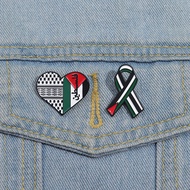 MALAYSIA..... Palestine Heart Enamel Pin Ribbon Brooch Love and Peace Badge Clothing ( Custom Order 