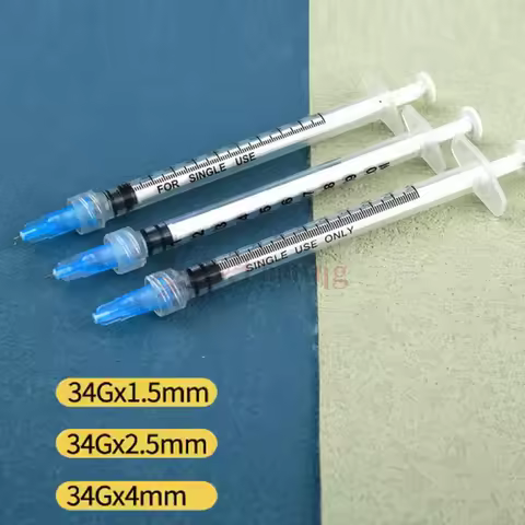 1ml luer Syringes+34G4MM+32G4MM+30G4MM Injection Needles Drawing Needles Tool Sharp Pointed Needles 
