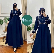 Gamis Terbaru Lebaran 2023 Bahan Crinkle Airflow Premium / Gamis Polos  Crinkle Bordir Bunga Cantik