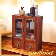 [Sunnimix2] Storage Cabinet Desk Organizer Cupboard Showcase Rustic Key Box Holder Cabinet Shelf Wooden Display Rack for Home Living Room