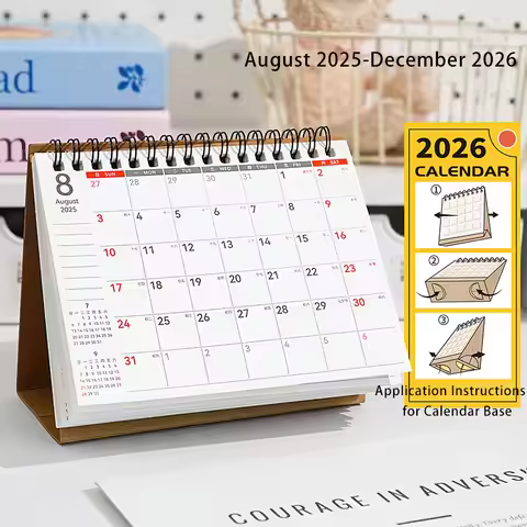 2026 New Simple Double Coil Flip Desk Calendar Desktop Ornament Office Planner Memo Pad Calendar 202