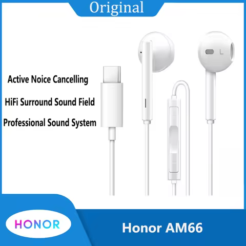 Original Honor AM33 Type C Earphone In-Ear Wired Headset With Microphone Volume Control Comfortable 