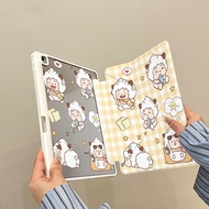 Cartoon Lazy Suitable for iPad pro Tablet Protective Case mini6 Cute air6 Pen Slot pro Plaid Cute 10