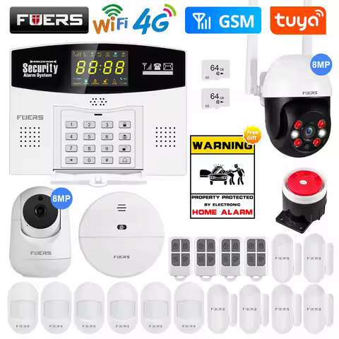Fuers W214 4G WIFI Tuya Smart Alarm System Wireless Burglar GSM Smart Home Security Alarm Control LC