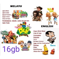 Pendrive Kartun 16GB Cerita Kartun kanak kanak dan Lagu Pembelajaran Anak Kecil Early Learning Carto