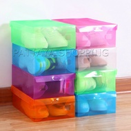 Pattaya แผ่นกล่องใส่รองเท้าพลาสติกใส กล่องจัดระเบียบ กล่องรองเท้าพับได้ กล่องรองเท้า Colour Transparent Shoe Box