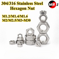 [MRJ-LM] SUS304/316, Hexagon Nut M1.2/M1.4/M1.6/M2/M2.5/M3-M30 Stainless Steel Hexagon Nut, Locking 