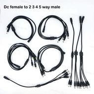 DC 1 Female to 2 3 4 5 way 22awg 18awg Male connector Power Supply Splitter Plug adapter Cable cord 