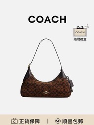 COACH Ella 35半月包手挽袋松露色織物配牛皮革復古耐磨防刮[平行進口]