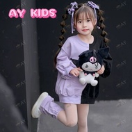 AY121 Girls' Dress Two Colors Purple-Black Long Sleeves Korean Style Cute And Bright Suitable For Al