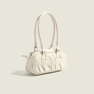SeaGloca Sweet Pleated One-shoulder Underarm Bag New Style Bowknot Handbag Bowling Bag For Woman