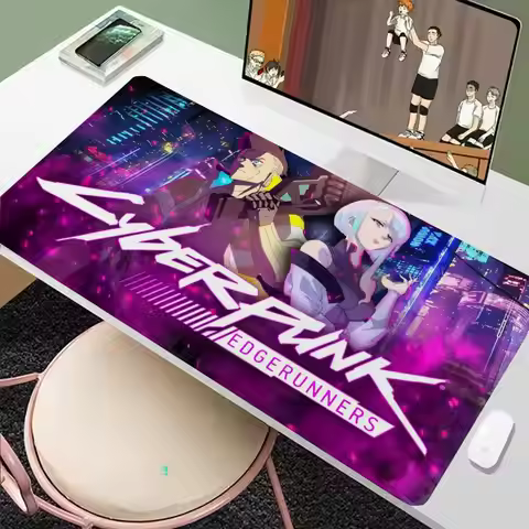 C_cyberpunk Style Anime E_edgerunner Mousepad Printing Computer Gamer Locking Edge Non-slip Desk Mat