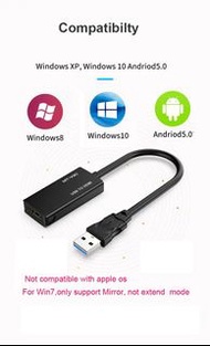 USB 3.0 A 公頭轉 HDMI 視頻轉換器電纜適配器 - 筆記本電腦到投影儀電視  kktckp USB 3.0 A Male to HDMI Video Converter Cable Ada