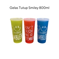 Smiley Lid Glass 800ml | Tumbler Water Bottle Drinking Bottle Coolpot Bottle
