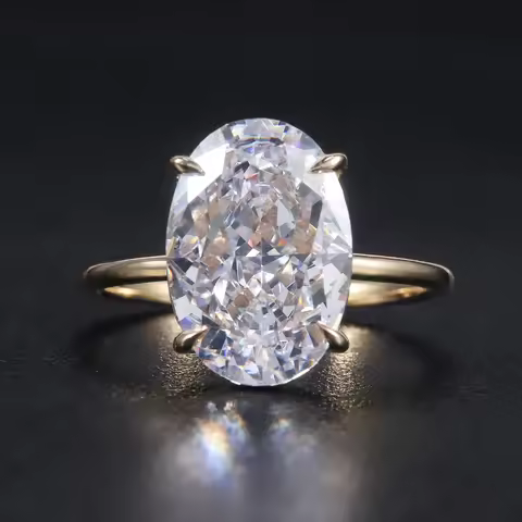 GEM'S BALLET Solid 9K 10K 14K 18K AU750 Engagement Rings Oval Radiant Cut Cubic Zirconia Diamond Fir