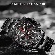 Jam Tangan Pria Anti Air Orii Men Fashion Watch Kalender Bisnis Rantai Stainlees Steel Hitam Jam Tan