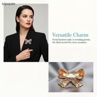 Siyuyan Elegant Vintage Brooch for Women Big Bowknot Shiny Corsage Perfect for Evening Wear SG