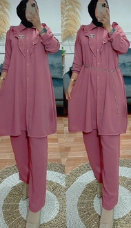 Setelan Tunik Itycrepe/ One set Model Terbaru /Kemeja Dan Celana One Set Tunik Model kriwil / Setela