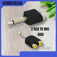 Jack Converter 2 RCA To Akai Mono Jack Branch 2 Line 6.5m Plastic BA-46A