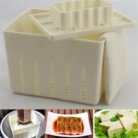 DIY Plastic Tofu Press Mould Homemade Tofu Mold Soybean Curd Tofu Making Mold With Cheese Cloth Kitc