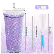 แก้วเก็บความเย็น กระติกน้ําร้อน สเตนเลส ประดับเพชร แบบพกพา 750ml.