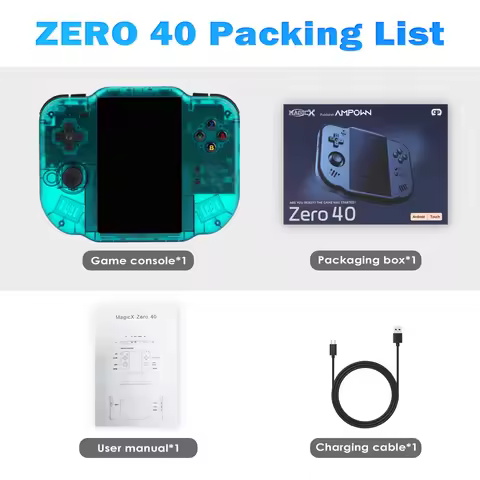 MagicX Mini Zero 40 Portable Retro Video Game Consoles 4.0 Inch IPS Touch Screen Handheld Game Playe
