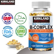 KIRKLAND Vitamin B Kompleks 8-in-1 120 Kapsul - B1-B12+Biotin+ Asam Folat Cegah Rambut Rontok Perkua
