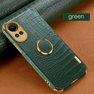 Ốp mạ da hoa văn cá sấu sang trọng cho OPPO reno10 Pro 5g ốp đế dạng nhẫn xe appo reno10pro Plus REN
