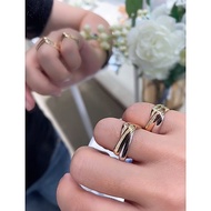 【Pawnable】Car Trinity series 18K gold pillow shape three-ring classic ring AU750 fashion casual ring