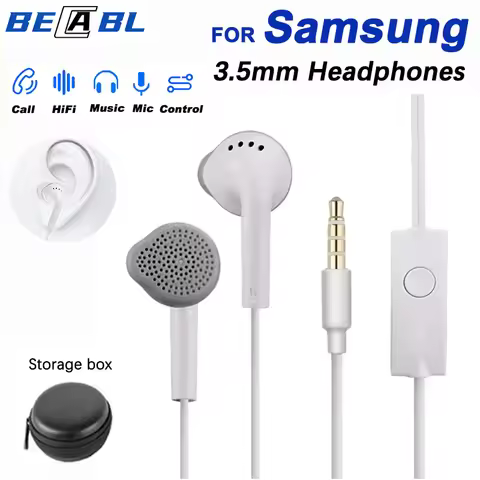 For Samsung Earphone EHS61 S5830 3.5mm Wired Headset With Mic For Galaxy A15 A14 A06 A05 A25 A34 A13