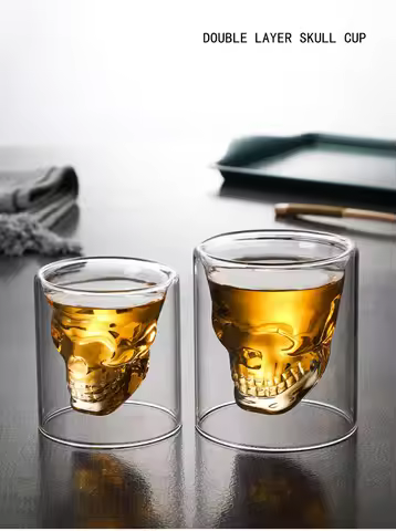 25-250ml Skull Head Shot Glass Fun Creative Designer Crystal Party Wine Cup Transparent Vodka Beer S