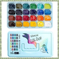 (K T) Jelly Gouache Paint Set 24Colors 30ML Art Beginner Concentrated Gouache Paint Replaceable Pack