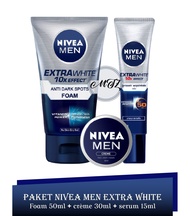 Paket Lengkap Nivea Men - 3 Pcs (Anti Dark Spots Foam 50ml + Creme 30ml + Serum 15ml) / Nivea Men Ex
